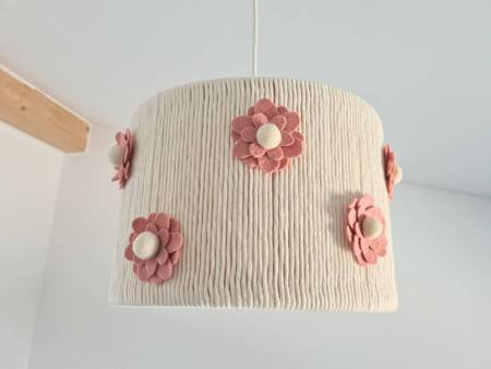 Lampa wisząca do pokoju dziewczynki w stylu Boho Różowe Kwiatki 35cm