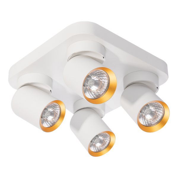 Lampa Sufitowa Andy 4xGU10 Kwadrat Biały + Złoty