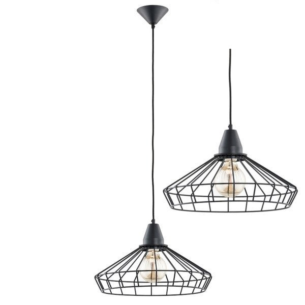 Druciana lampa kratka WART BLACK czarna śr. 40cm