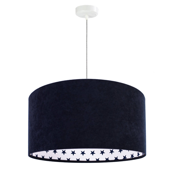 Lampa wisząca do pokoju dziecięcego w granatowe gwiazdki na białym tle średnica 60 cm