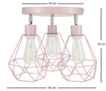 Lampa sufitowa do pokoju dziewczynki różowa - pastelowa w stylu loft druciak Carmen 3xE27