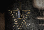 Lampa wisząca druciana zwis nowoczesna GSTAR złoty/czarny śr. 30cm
