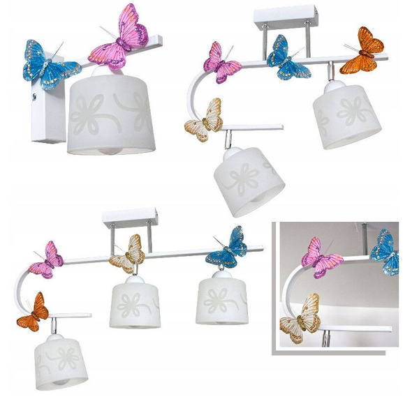 Lampa  do pokoju dziewczynki różowa Motyl 3