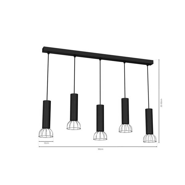 Lampa Wisząca DANTE, MLP7361, czarny/chrom, 5x8W LED GU10