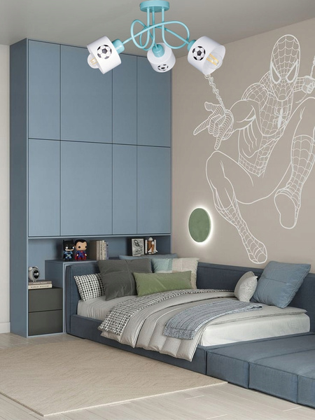 Lampa sufitowa do pokoju dziecka miętowa Piłkarski Kubeczek 3xE27 Led 