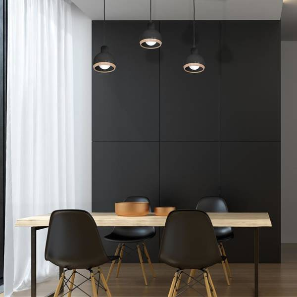 Lampa wisząca OVAL, MLP7046, czarny/drewno, 3x60W E27