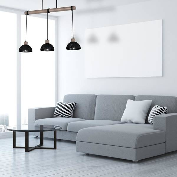 Lampa wisząca ERIK, MLP7640, przecierany czarny/drewno patynowane, 3x60W E27