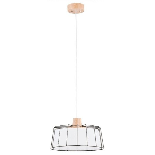 Nowoczesna lampa LIBIJA biała/drewno śr. 33cm