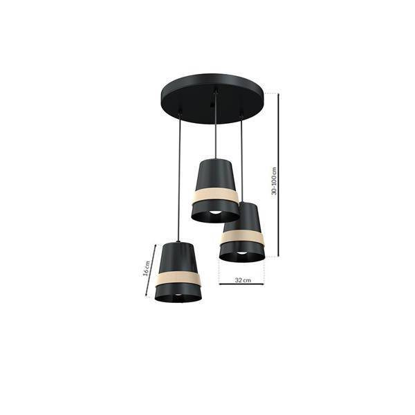 Nowoczesna lampa wisząca koło VENEZIA BLACK 3xE27 MLP5454