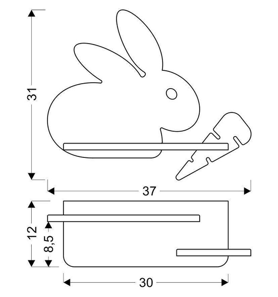 Lampa kinkiet półeczka 5W LED 4000K IQ Kids Rabbit szary 21-85184