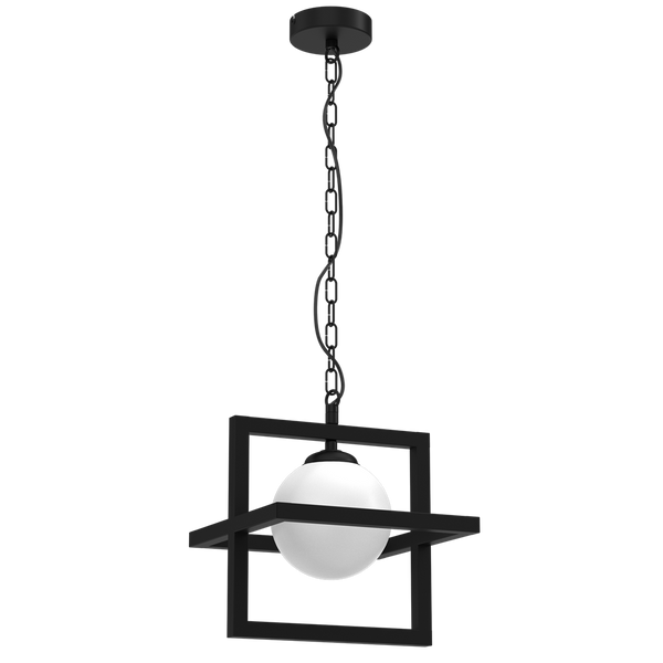 Lampa wisząca DIEGO, MLP8568, czarna z białym kloszem, 1x40W E14