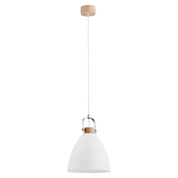 Lampa wisząca zwis HERMINA biały/drewno śr. 22cm
