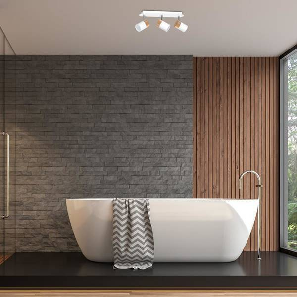 Lampa sufitowa JOKER, MLP6300, biały/drewno/chrom, 3x8W GU10