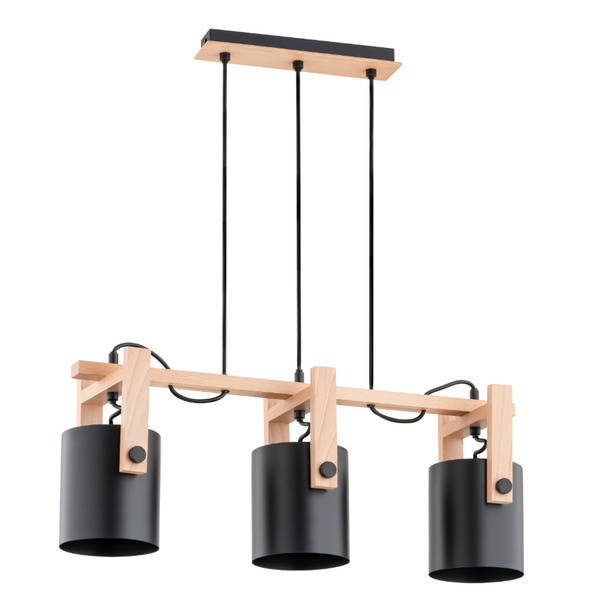 Designerska lampa wisząca TRIOS 3x E27 wys. 70cm | czarny