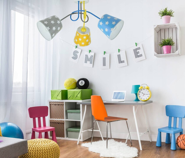 Lampa sufitowa do pokoju dziecięcego kolorowa Gwiazdki Loft 3