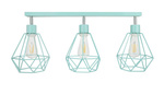 Lampa sufitowa do pokoju dziecięcego turkusowa pastelowa druciak w stylu loft Carmen 3xE27