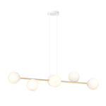 Nowoczesna lampa wisząca nad wyspę biało- złota GRAVITY 6 WH GOLD