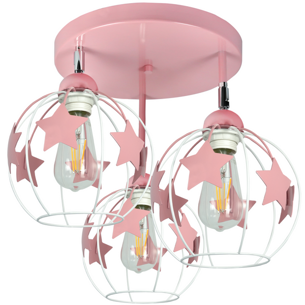 Lampa sufitowa do pokoju dziewczynki różowa w gwiazdki koło 3