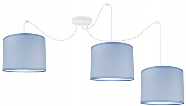 Lampa sufitowa do pokoju chłopca niebieskie abażury nowoczesna Pająk Blue 3xE27