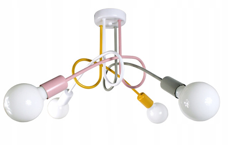 Lampa sufitowa do pokoju dziewczynki pastelowa Tęczowy Zawijas 4xE27 Led