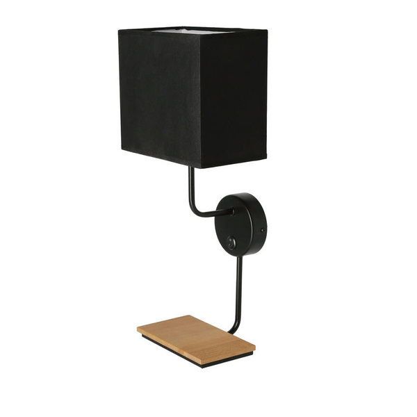 KETO KINKIET CZARNY 1X40W E14 ABAŻUR Z WŁĄCZNIKIEM