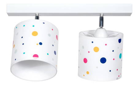 Lampa sufitowa do pokoju dziecka w kropki biała 2xE27