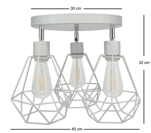 Lampa sufitowa do pokoju dziecka szara w stylu loft druciak Carmen 3xE27