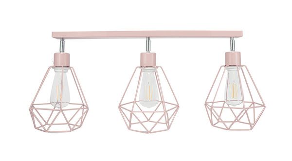 Lampa sufitowa dla dziewczynki pastelowy róż nowoczesny druciak w stylu loft Carmen 3xE27