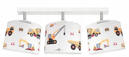 Lampa sufitowa dla chłopca potrójna Koparki Listwa 3