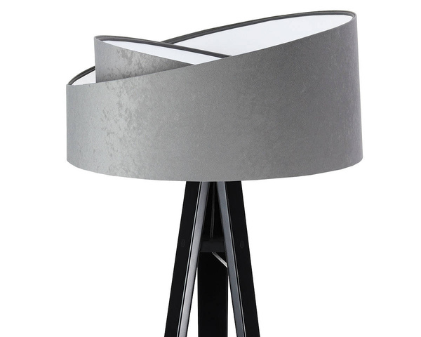 Lampa podłogowa stojąca asymetryczna welurowa Tami Szaro-Biała