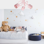 Lampa sufitowa do pokoju dziewczynki różowa w serca loft 3xE27