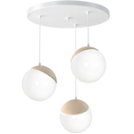 Lampa wisząca nowoczesna szklana kula SFERA WOOD III drewno/biały śr. 35cm