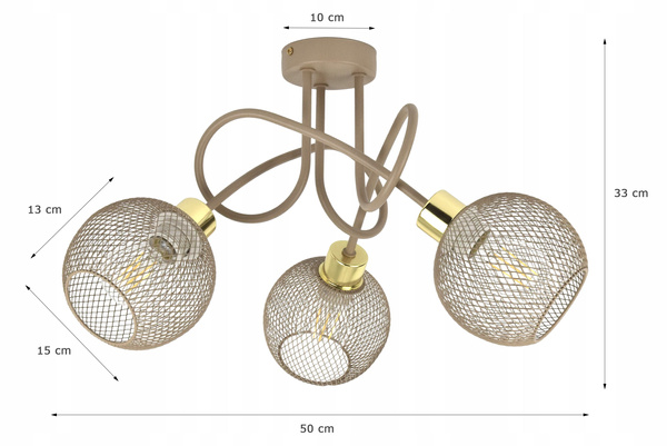 Lampa sufitowa do pokoju dziecka beżowa Zaczarowany Koszyczek 3xE27 Led