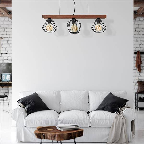 Lampa wisząca OZZY BLACK / WOOD 3xE27 60W MLP6252
