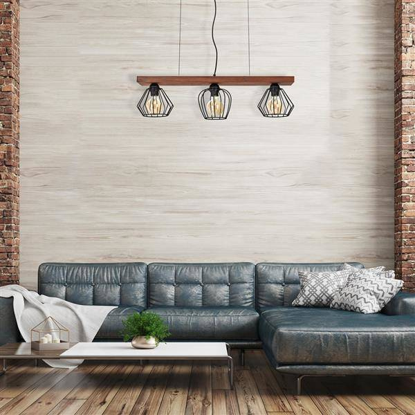 Lampa wisząca OZZY BLACK / WOOD 3xE27 60W MLP6252