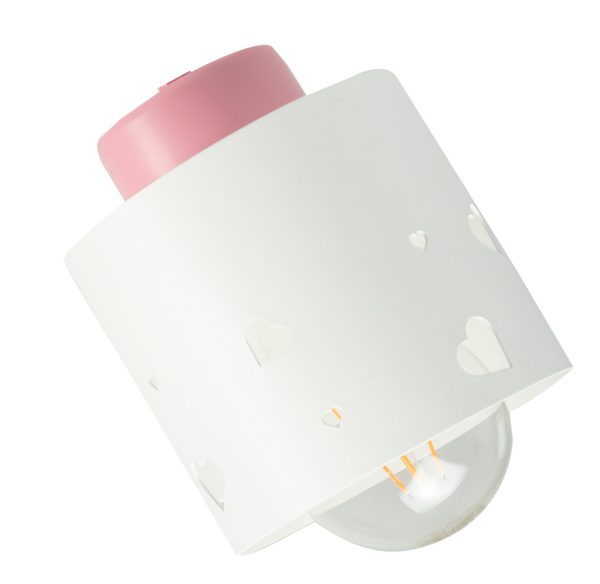 Lampa sufitowa do pokoju dziewczynki różowo-biała SERCA LOFT 3xE27