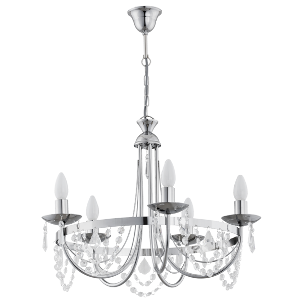 Żyrandol klasyczny świecznikowy KSENIA śr. 57cm chrom