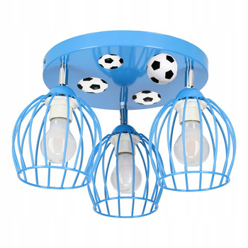 Lampa sufitowa do pokoju chłopca niebieska z motywem piłkarskim Mundial 3xE27