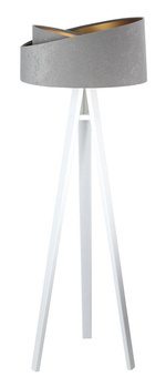 Lampa podłogowa trójnóg szary abażur, złoty środek Tami