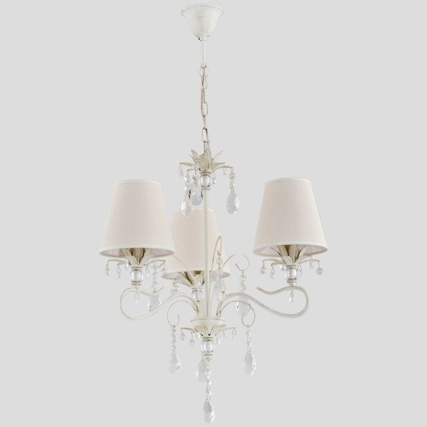 Żyrandol klasyczny z abażurami LUKRECJA śr. 46cm biały antyczny/ecru