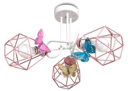 Lampa sufitowa do pokoju dziewczynki nowoczesna Druciak Motylek 3xE27 Led