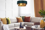 Lampa wisząca w kolorze butelkowej zieleni i złota podwójna 50 cm 