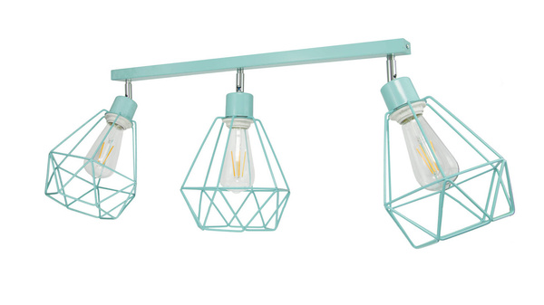 Lampa sufitowa do pokoju dziecięcego turkusowa pastelowa druciak w stylu loft Carmen 3xE27