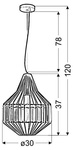 LAMPA SUFITOWA WISZĄCA ALVARO 31-55163  1xE27 CZARNY