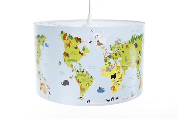 Lampa sufitowa dla chłopca i dziewczynki Mapa Świata 50 cm
