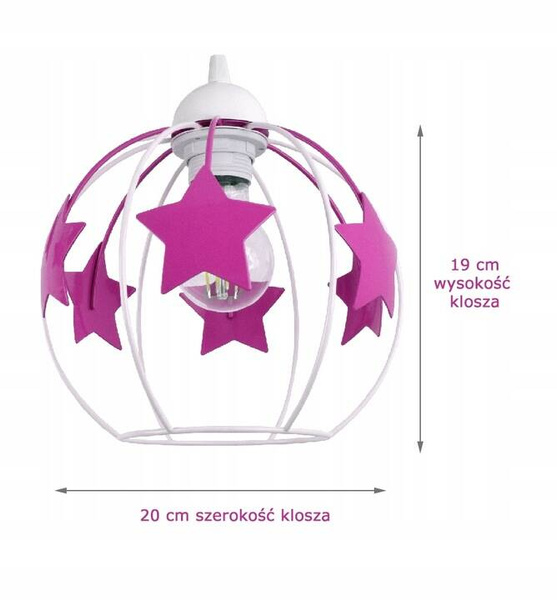 Lampa wisząca do pokoju dziewczynki w różowe Gwiazdki 3xE27 Led 