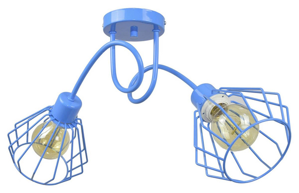 Lampa sufitowa do pokoju chłopca i dziewczynki  niebieska Edison Loft 2xE27 Led 