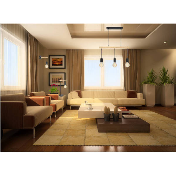 Lampa wisząca czarna + drewno 3x60W Izzy 33-78063