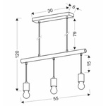 Lampa wisząca biała + drewno 3xE27 IZZY 33-78070