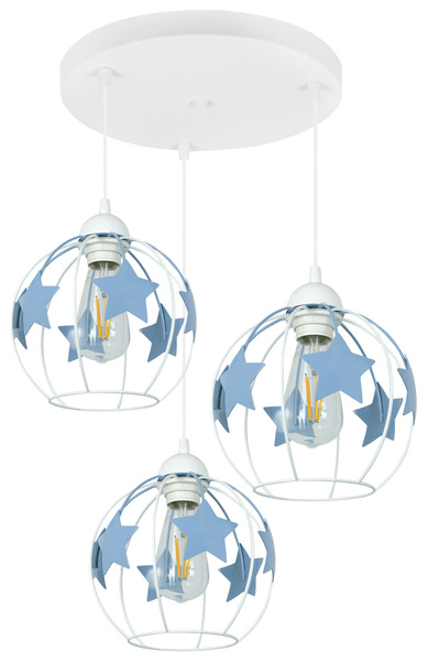 Lampa sufitowa do pokoju dziecka niebieskie gwiazdki 3-punktowa Led 